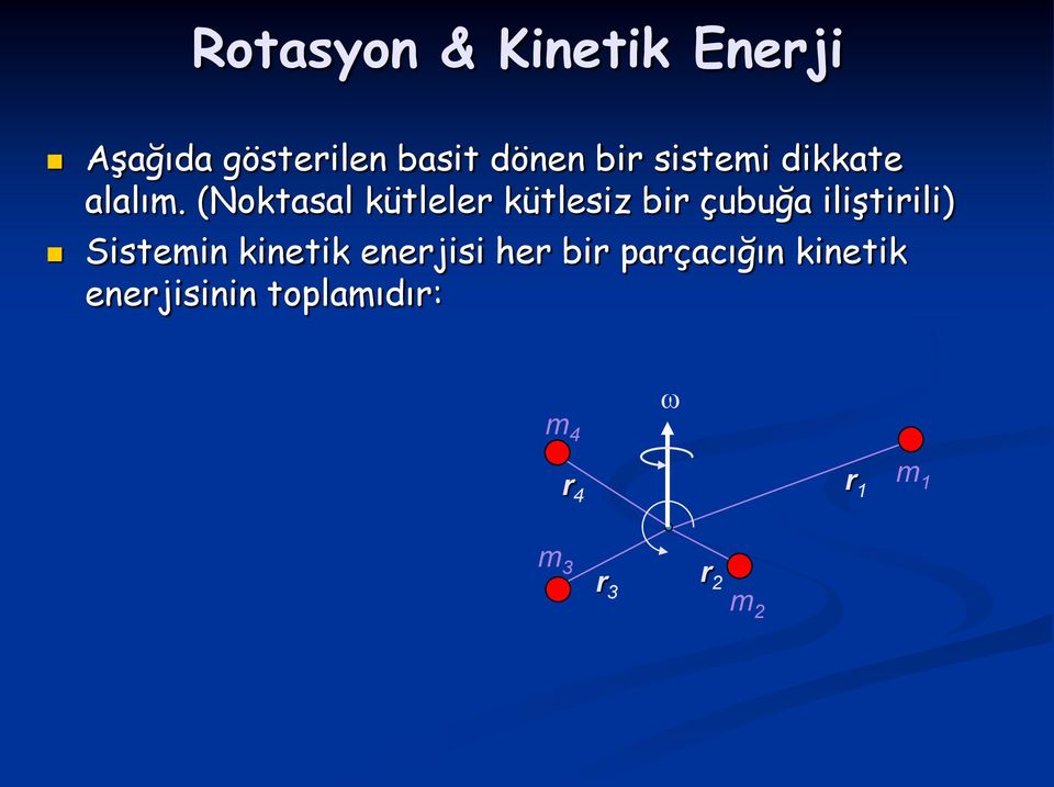 (Noktasal kütleler kütlesiz bir çubuğa iliştirili)