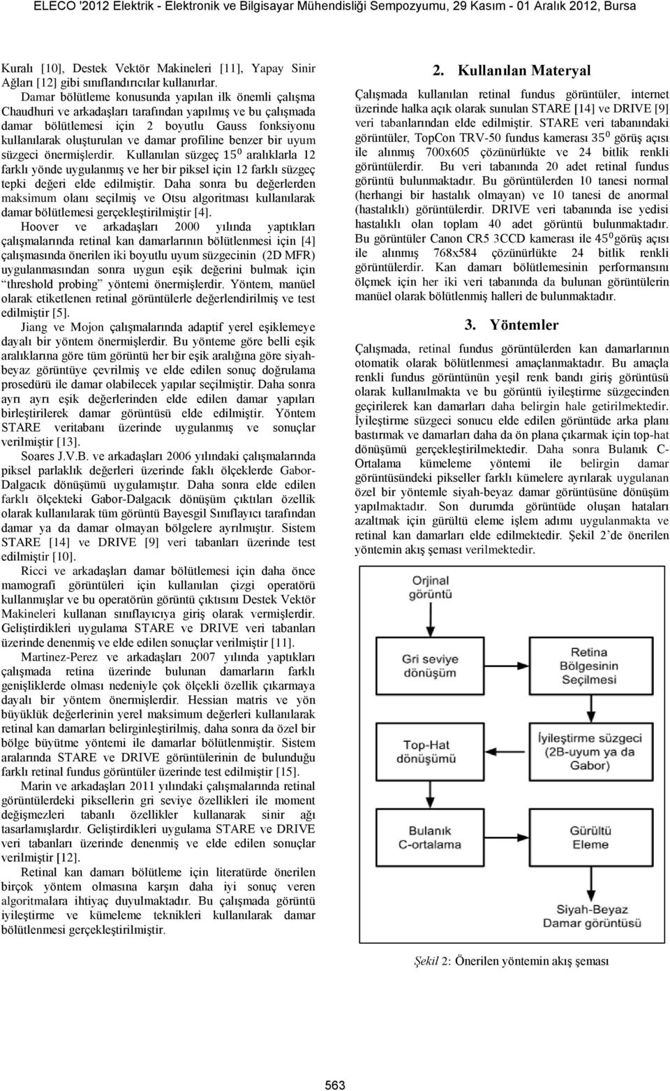 profiline benzer bir uyum süzgeci önermişlerdir. Kullanılan süzgeç aralıklarla 12 farklı yönde uygulanmış ve her bir piksel için 12 farklı süzgeç tepki değeri elde edilmiştir.