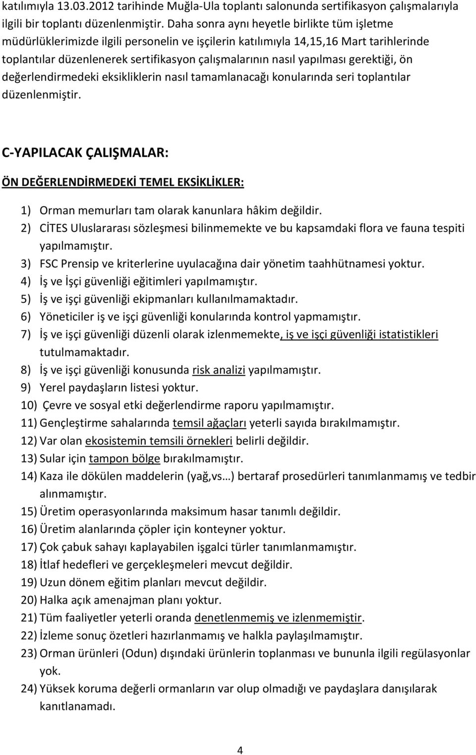 yapılması gerektiği, ön değerlendirmedeki eksikliklerin nasıl tamamlanacağı konularında seri toplantılar düzenlenmiştir.