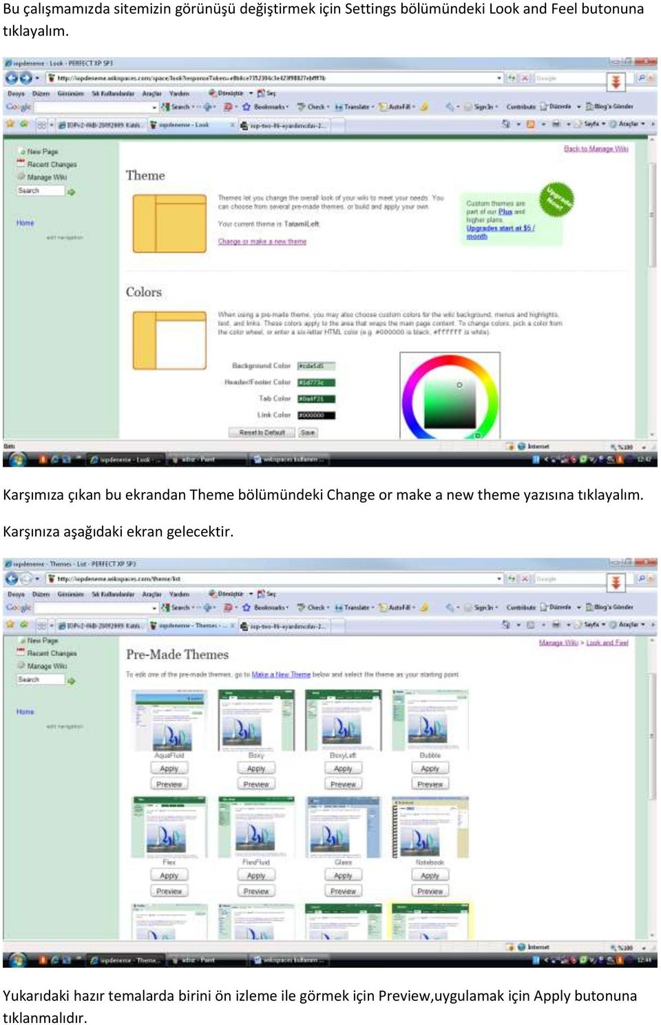 Karşımıza çıkan bu ekrandan Theme bölümündeki Change or make a new theme yazısına