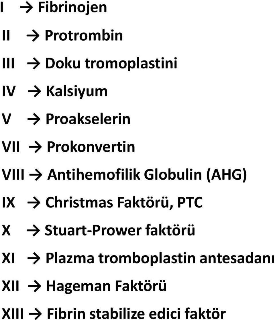 Antihemofilik Globulin (AHG) IX Christmas Faktörü, PTC X Stuart-Prower