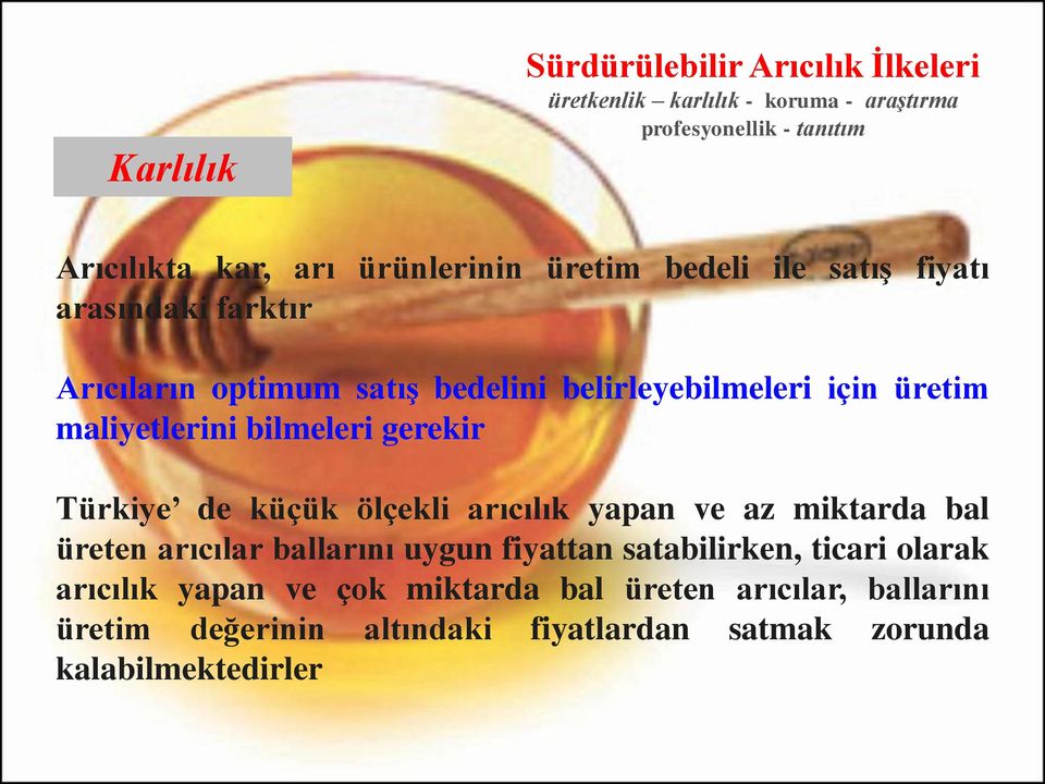 maliyetlerini bilmeleri gerekir Türkiye de küçük ölçekli arıcılık yapan ve az miktarda bal üreten arıcılar ballarını uygun fiyattan