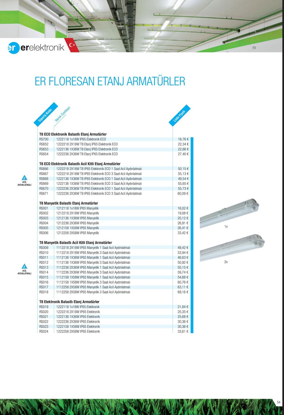 ECO 1 Saat Acil Aydınlatmalı 1222218 2X18W T8 IP65 Elektron ECO 3 Saat Acil Aydınlatmalı 1222136 1X36W T8 IP65 Elektron ECO 1 Saat Acil Aydınlatmalı 1222136 1X36W T8 IP65 Elektron ECO 3 Saat Acil