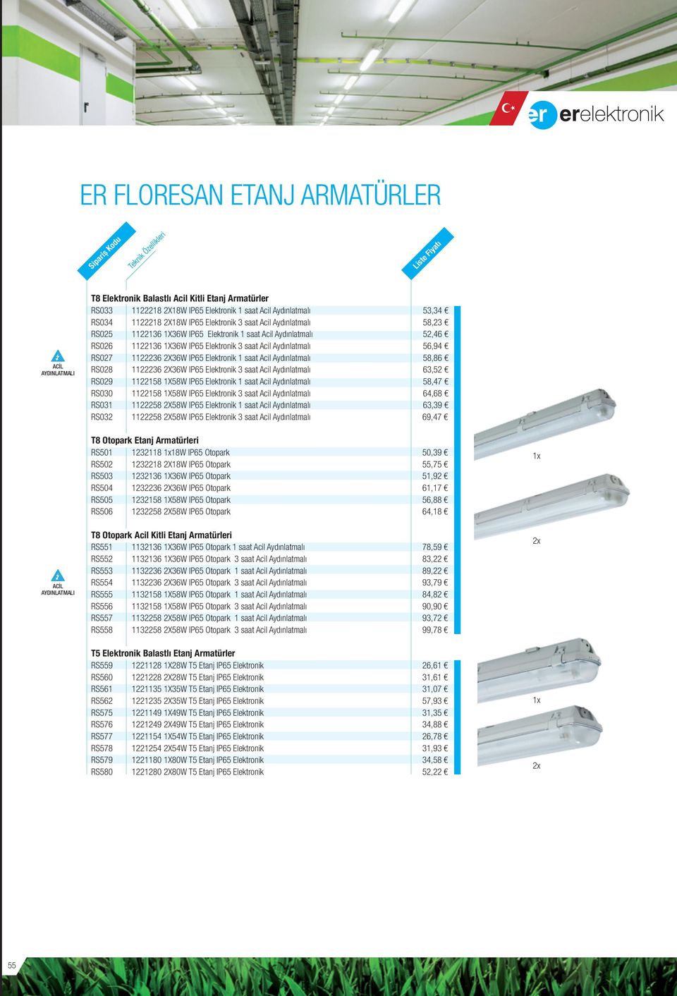 Aydınlatmalı 1122236 2X36W IP65 Elektron 3 saat Acil Aydınlatmalı 1122158 1X58W IP65 Elektron 1 saat Acil Aydınlatmalı 1122158 1X58W IP65 Elektron 3 saat Acil Aydınlatmalı 1122258 2X58W IP65 Elektron