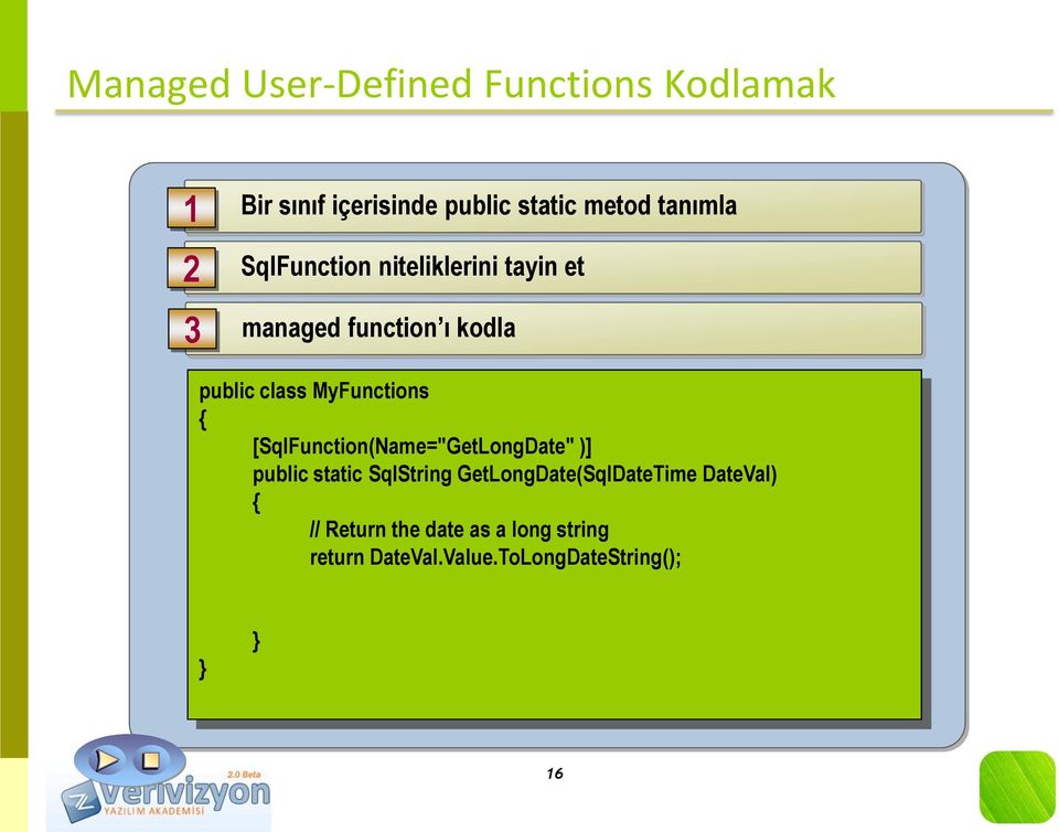 MyFunctions { [SqlFunction(Name="GetLongDate" )] public static SqlString