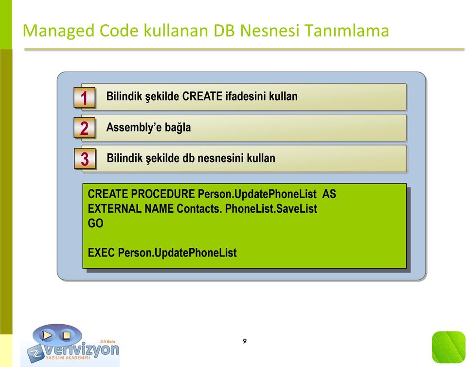 nesnesini kullan CREATE PROCEDURE Person.