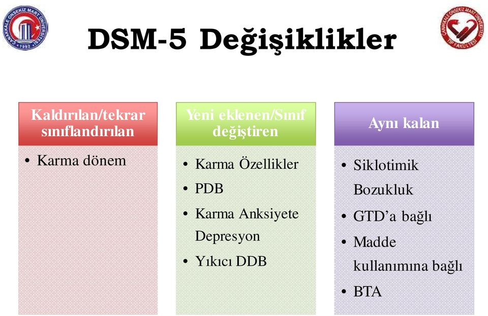 Özellikler PDB Karma Anksiyete Depresyon Yıkıcı DDB