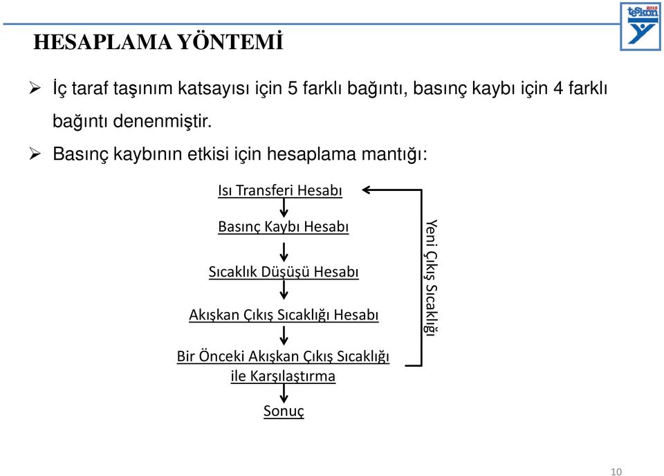 Basınç kaybının etkisi için hesaplama mantığı: Isı Transferi Hesabı Basınç Kaybı