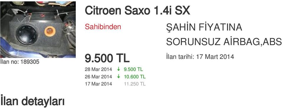 500 TL 28 Mar 2014 9.500 TL 26 Mar 2014 10.