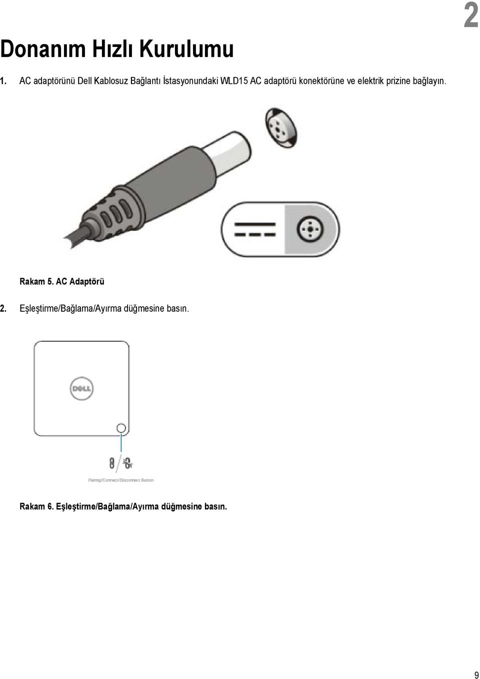 adaptörü konektörüne ve elektrik prizine bağlayın. Rakam 5.