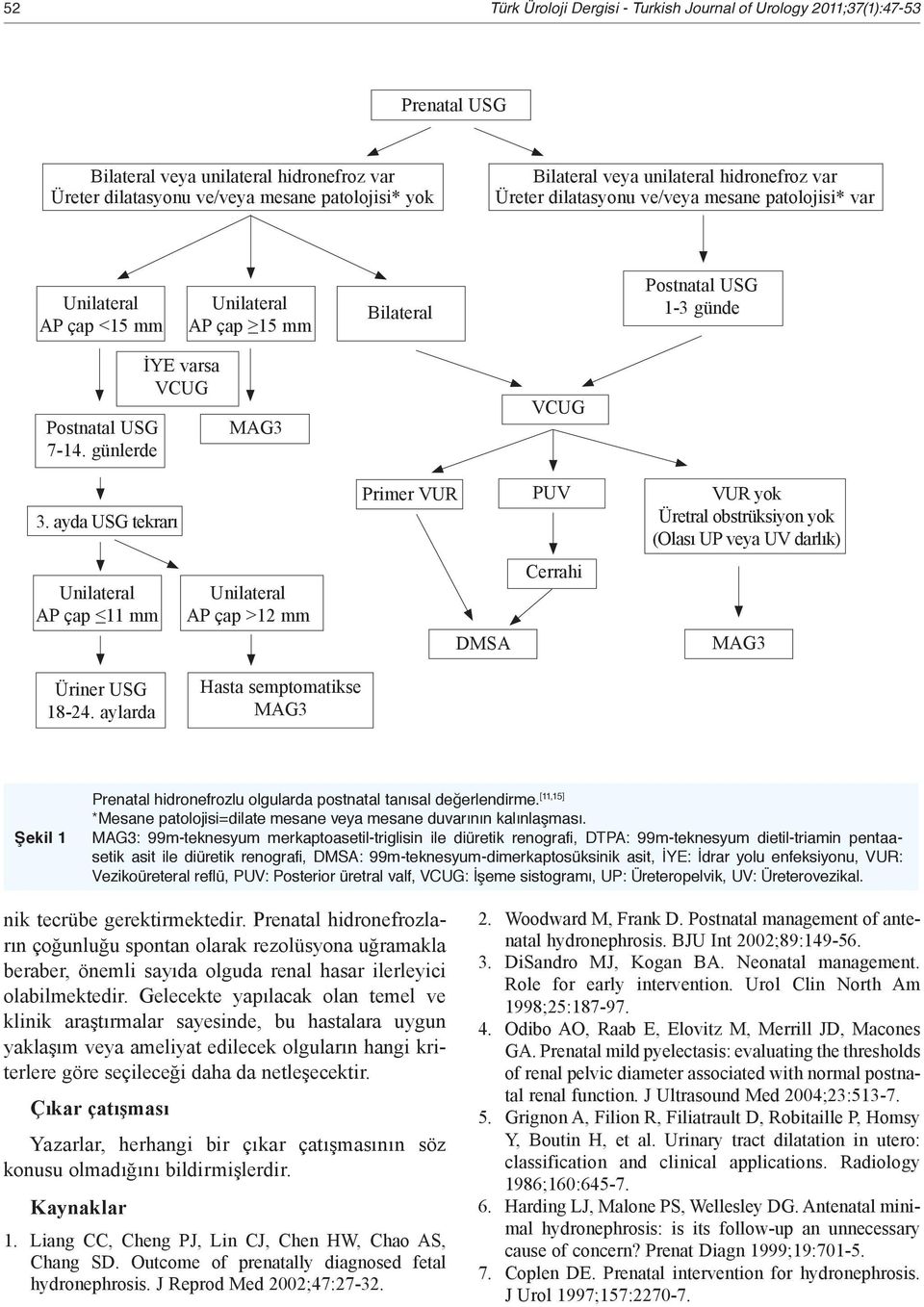 ayda USG tekrarı Primer VUR PUV VUR yok Üretral obstrüksiyon yok (Olası UP veya UV darlık) AP çap 11 mm AP çap >12 mm DMSA Cerrahi MAG3 Üriner USG 18-24.