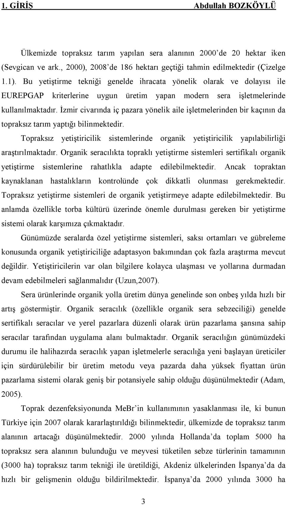 İzmir civarında iç pazara yönelik aile işletmelerinden bir kaçının da topraksız tarım yaptığı bilinmektedir.