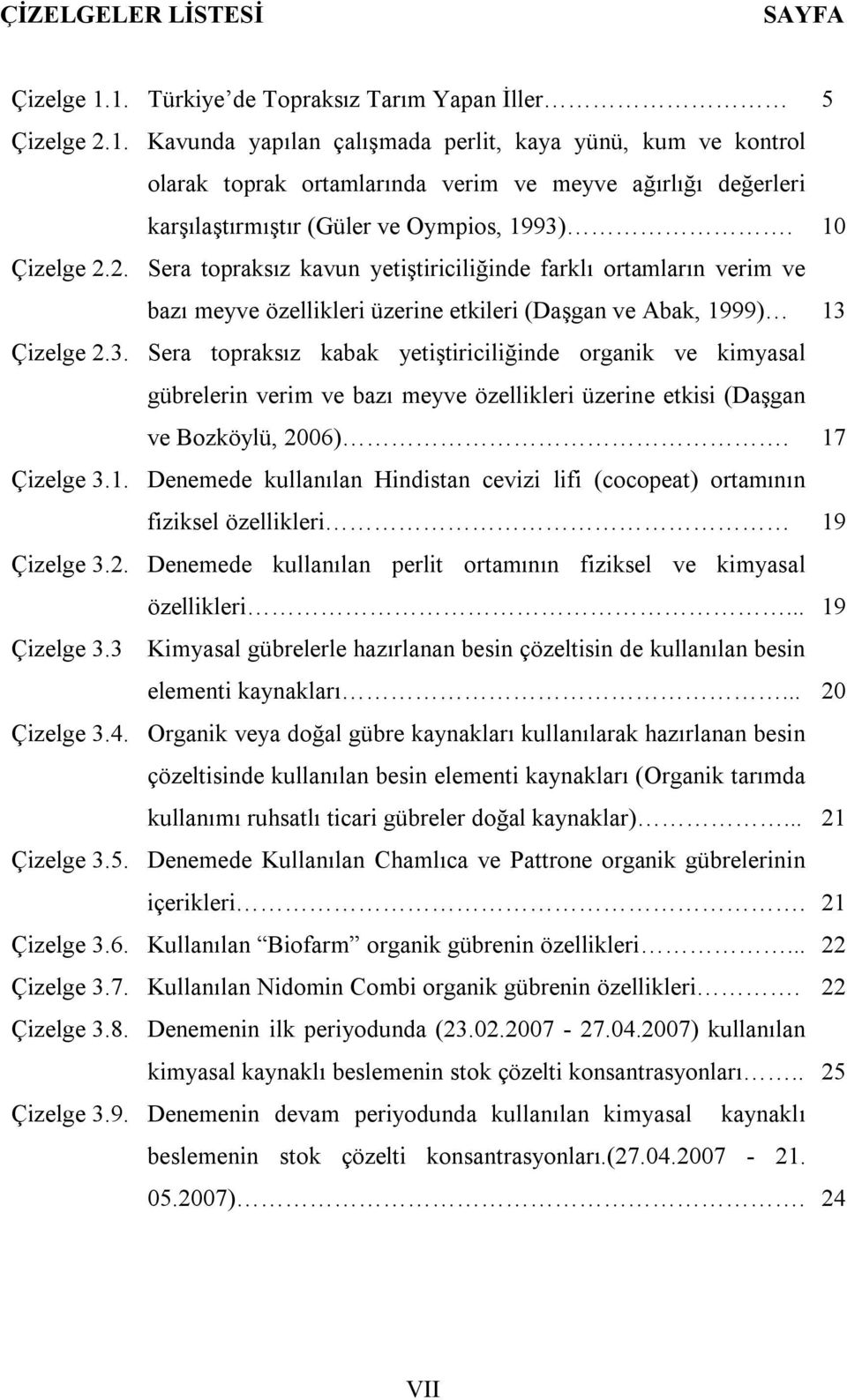 Çizelge 2.3. Sera topraksız kabak yetiştiriciliğinde organik ve kimyasal gübrelerin verim ve bazı meyve özellikleri üzerine etkisi (Daşgan ve Bozköylü, 2006). 17