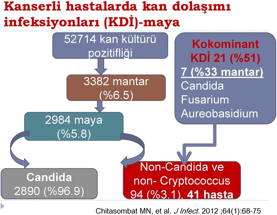 5) Kokominant KDİ 21 (%51) 7 (%33 mantar) Candida Fusarium Aureobasidium