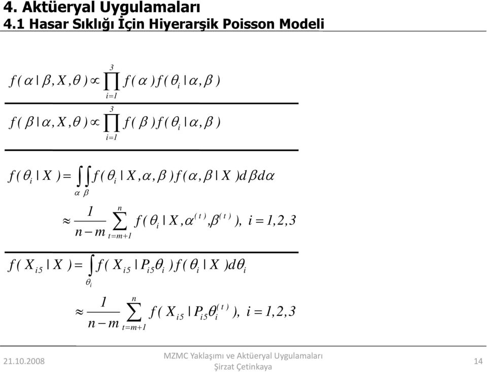 f( β α,x, θ ) f( β )f( θi α, β ) i= i = f( θ X ) = f( θ X, αβ, )f( αβ, X)d βd α i