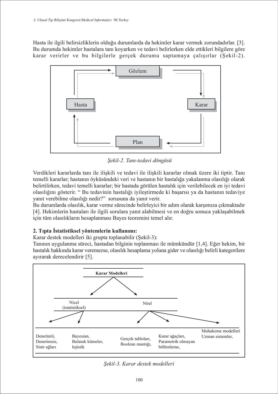 Gözlem Hasta Karar Plan Þekil-2. Taný-tedavi döngüsü Verdikleri kararlarda taný ile iliþkili ve tedavi ile iliþkili kararlar olmak üzere iki tiptir.