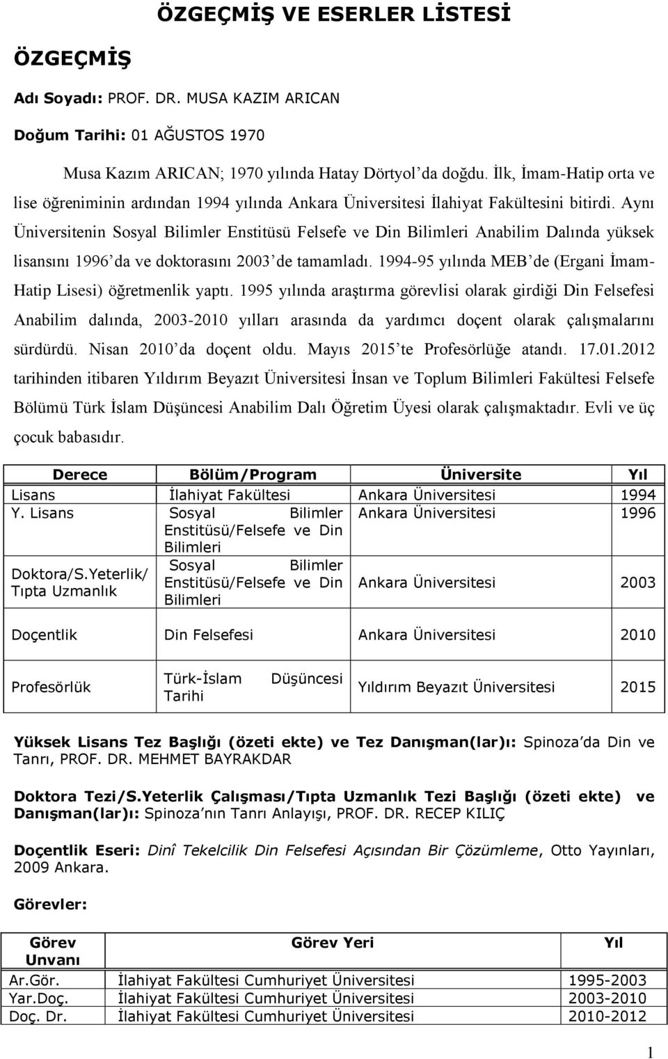 Aynı Üniversitenin Sosyal Bilimler Enstitüsü Felsefe ve Din Bilimleri Anabilim Dalında yüksek lisansını 1996 da ve doktorasını 2 de tamamladı.