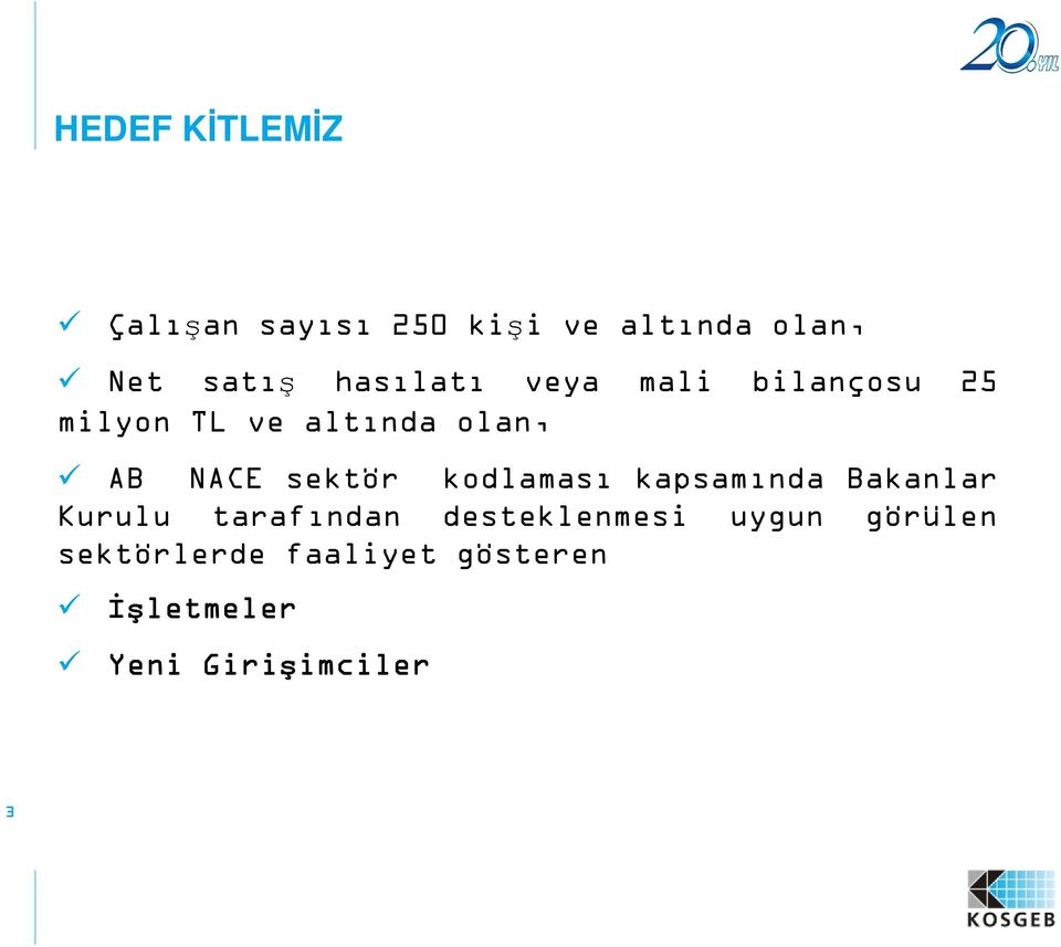 sektör kodlaması kapsamında Bakanlar Kurulu tarafından desteklenmesi