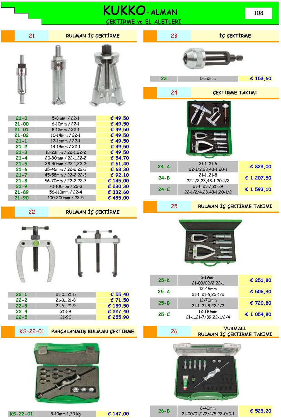 .21-6 24-A 21-6 35-46mm / 22-2,22-3 68,30 22-1/2,23,43-1,20-1 21-7 45-58mm / 22-2,22-3 92,10 21-1..21-8 24-B 21-8 56-70mm / 22-2,22-3 145,00 22-1/2,23,43-1,20-1/2 21-9 70-100mm / 22-3 230,30 21-1.