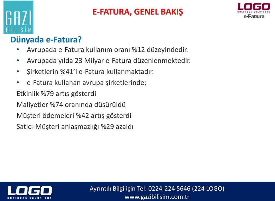 Şirketlerin %41 i e-fatura kullanmaktadır.