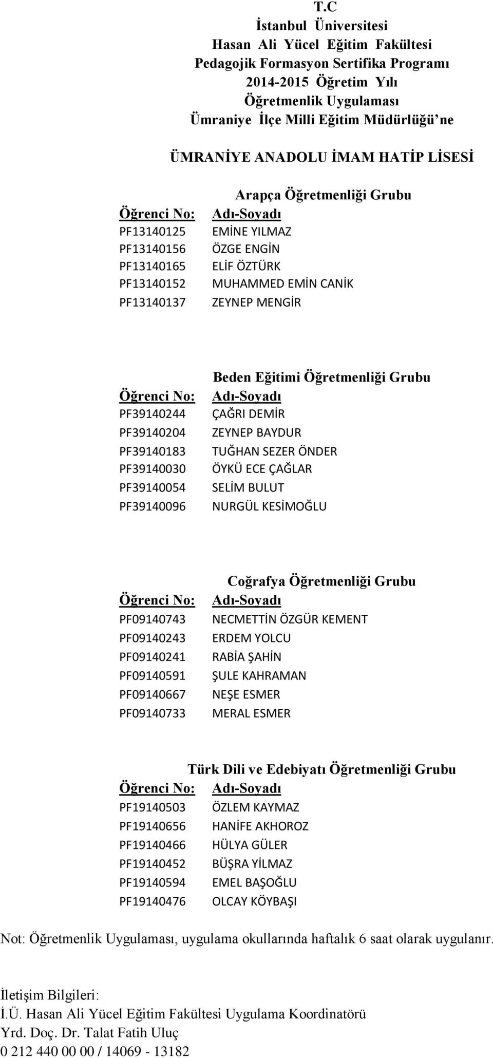 KESİMOĞLU PF09140743 PF09140243 PF09140241 PF09140591 PF09140667 PF09140733 NECMETTİN ÖZGÜR KEMENT ERDEM YOLCU RABİA ŞAHİN ŞULE KAHRAMAN NEŞE ESMER MERAL ESMER Türk Dili ve Edebiyatı