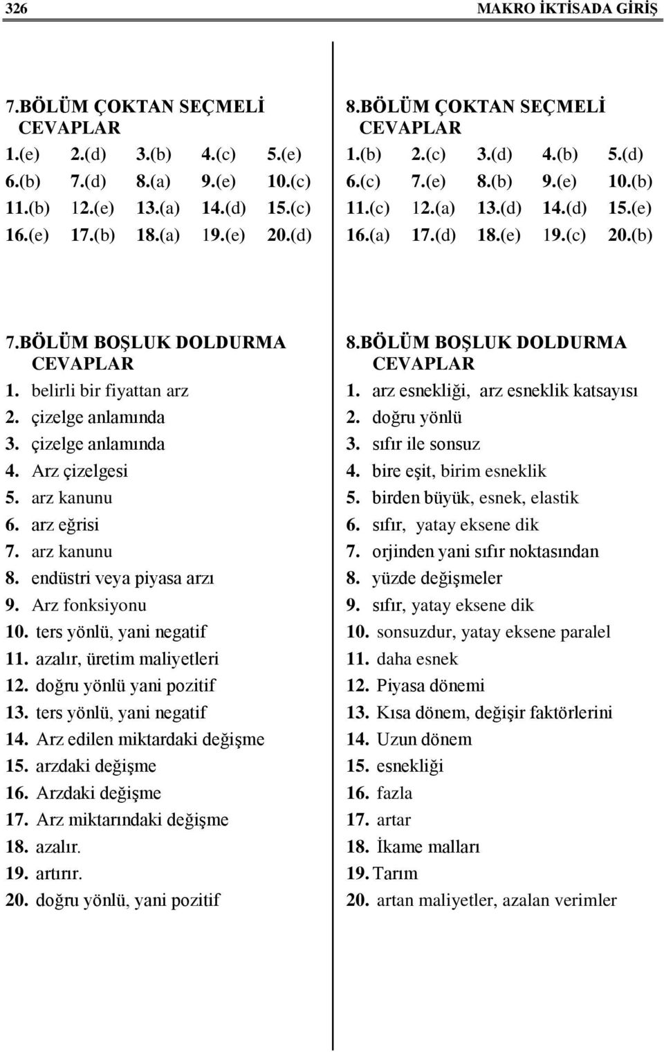 çizelge anlamında 4. Arz çizelgesi 5. arz kanunu 6. arz eğrisi 7. arz kanunu 8. endüstri veya piyasa arzı 9. Arz fonksiyonu 10. ters yönlü, yani negatif 11. azalır, üretim maliyetleri 12.