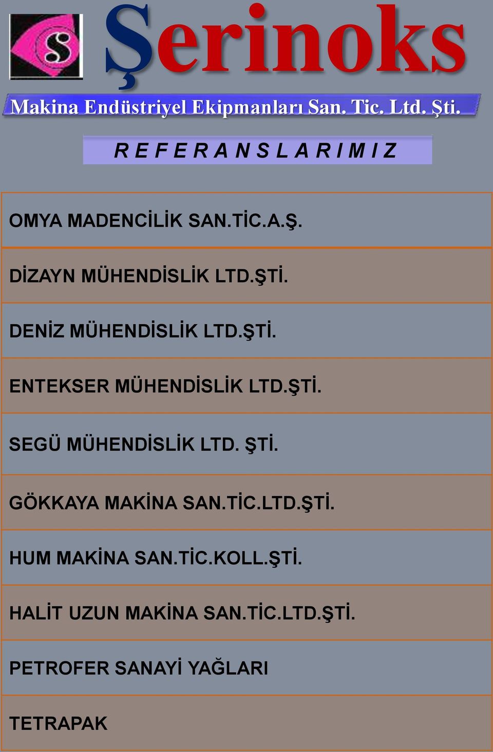 DENİZ MÜHENDİSLİK LTD.ŞTİ. ENTEKSER MÜHENDİSLİK LTD.ŞTİ. SEGÜ MÜHENDİSLİK LTD. ŞTİ.