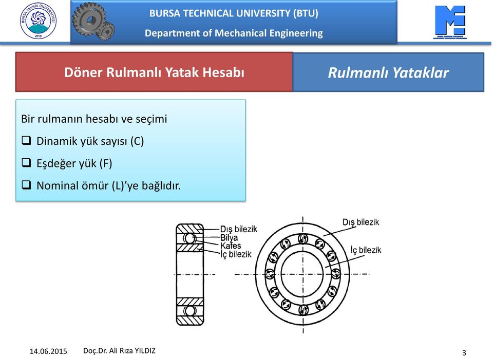 sayısı (C) Eşdeğer yük (F) Nominal