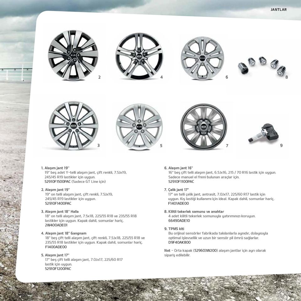 5x18, 225/55 R18 ve 235/55 R18 lastikler için uygun. Kapak dahil, somunlar hariç. 2W400ADE01 4. Alaşım jant 18" Gangnam 18" beş çift telli alaşım jant, çift renkli, 7.