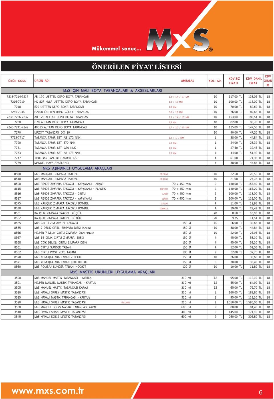 DEPO BOYA TABANCASI 1,3 / 1,7 MM 10 100,00 TL 118,00 TL 18 7218 E70 ÜSTTEN DEPO BOYA TABANCASI 1,8 MM 10 70,00 TL 82,60 TL 18 7245-7246 H2000 ÜSTTEN DEPO GÖLGE TABANCASI 0,8 / 1,0 MM 10 76,00 TL