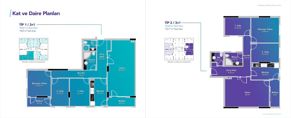 dairenin varyasyonları WC 3,05 m 2 Banyo 5,30 m 2 Koridor 5,06 m 2 2.