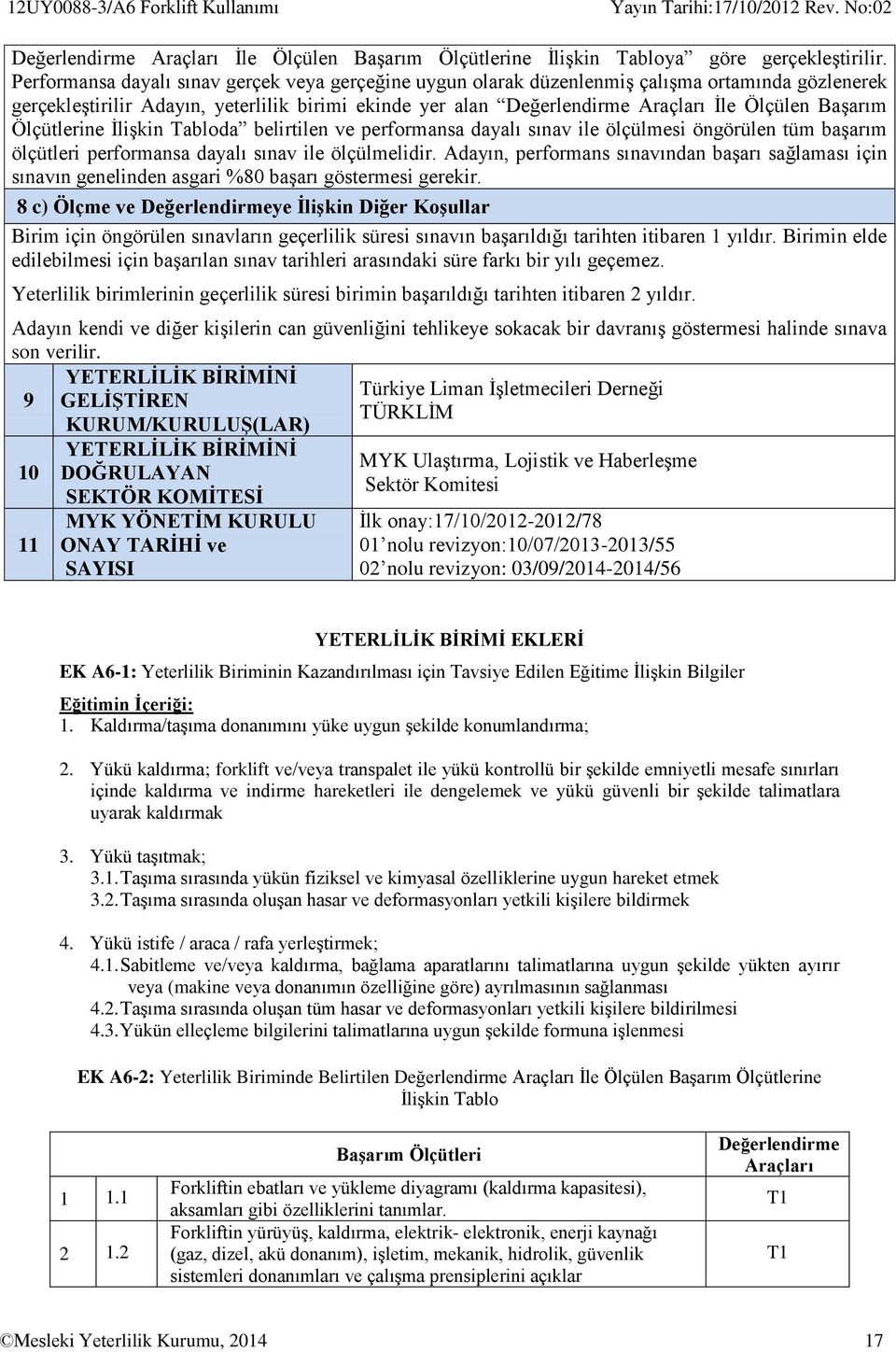 Başarım Ölçütlerine İlişkin Tabloda belirtilen ve performansa dayalı sınav ile ölçülmesi öngörülen tüm başarım ölçütleri performansa dayalı sınav ile ölçülmelidir.