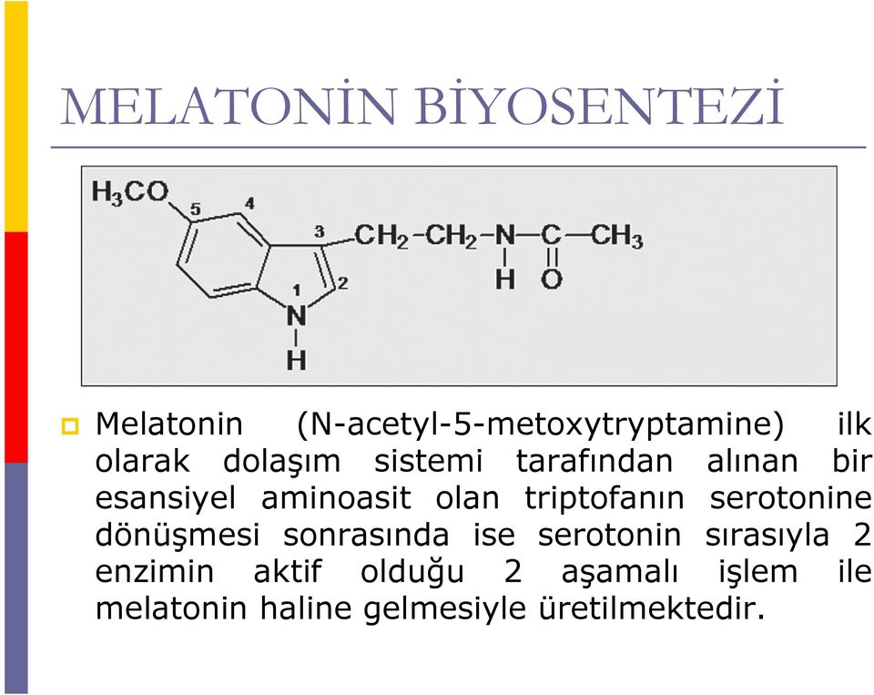 triptofanın serotonine dönüşmesi sonrasında ise serotonin sırasıyla 2
