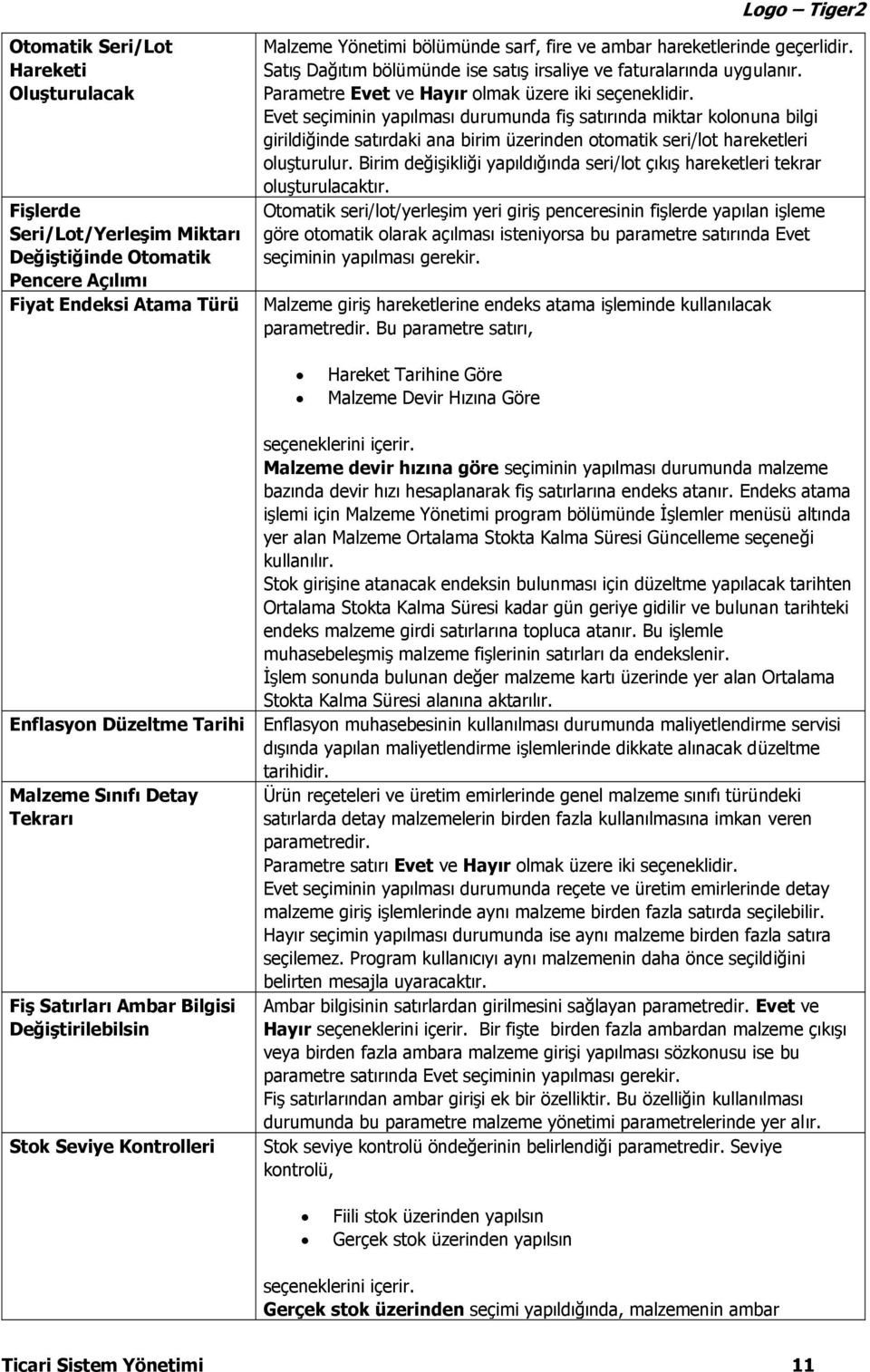 Evet seçiminin yapılması durumunda fiş satırında miktar kolonuna bilgi girildiğinde satırdaki ana birim üzerinden otomatik seri/lot hareketleri oluşturulur.