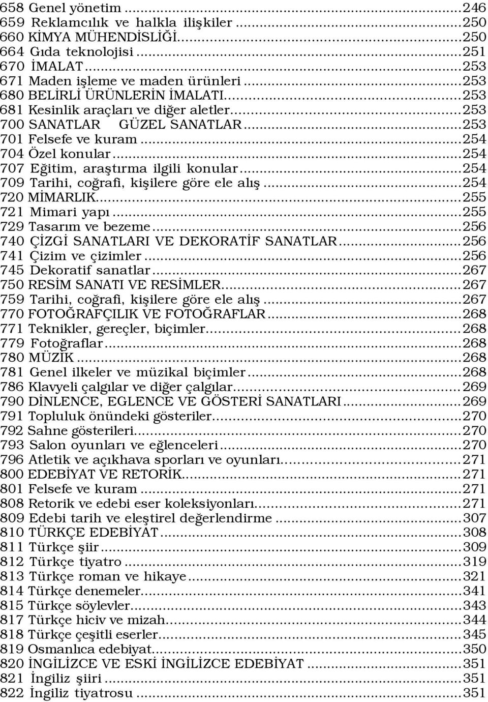 ..254 707 EÛitim, araßtýrma ilgili konular...254 709 Tarihi, coûrafi, kißilere gšre ele alýß...254 720 MÜMARLIK...255 721 Mimari yapý...255 729 TasarÝm ve bezeme.