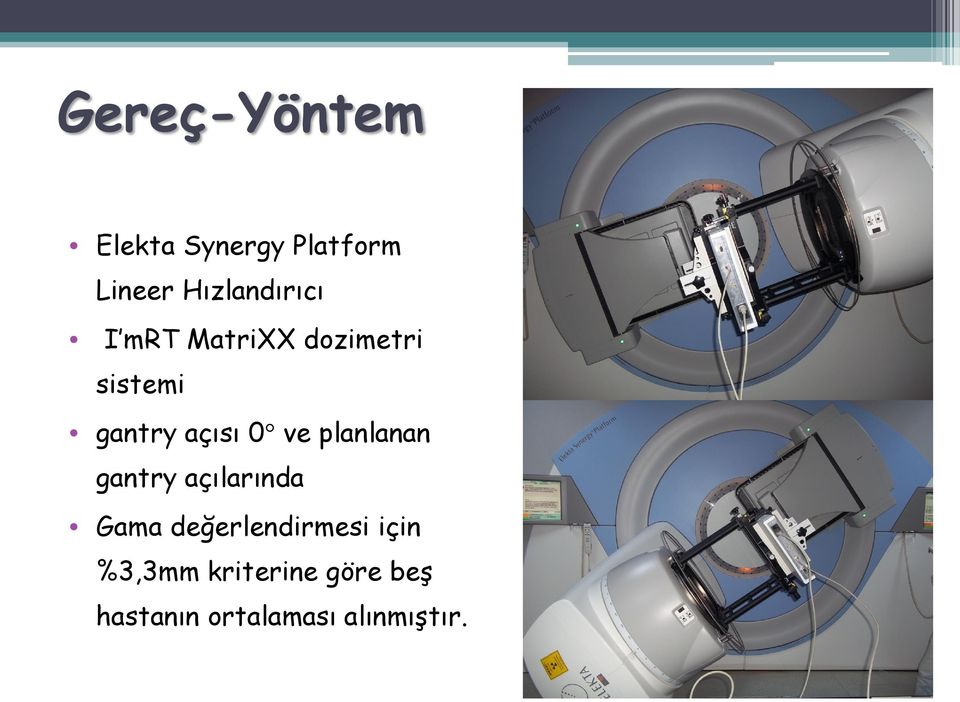 açısı 0 ve planlanan gantry açılarında Gama