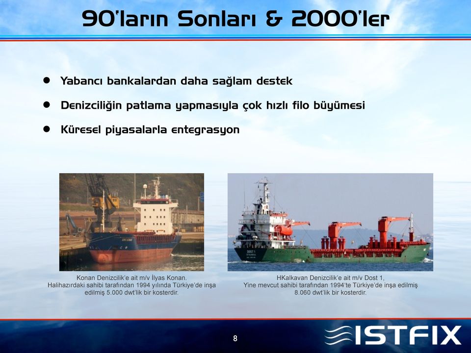 Halihazırdaki sahibi tarafından 1994 yılında Türkiye de inşa edilmiş 5.000 dwt lik bir kosterdir.
