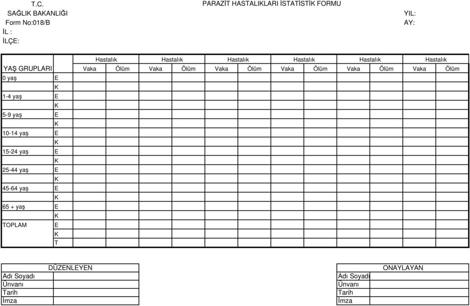 10-14 yaş E 15-24 yaş E 25-44 yaş E 45-64 yaş E 65 + yaş E TOPLAM E T