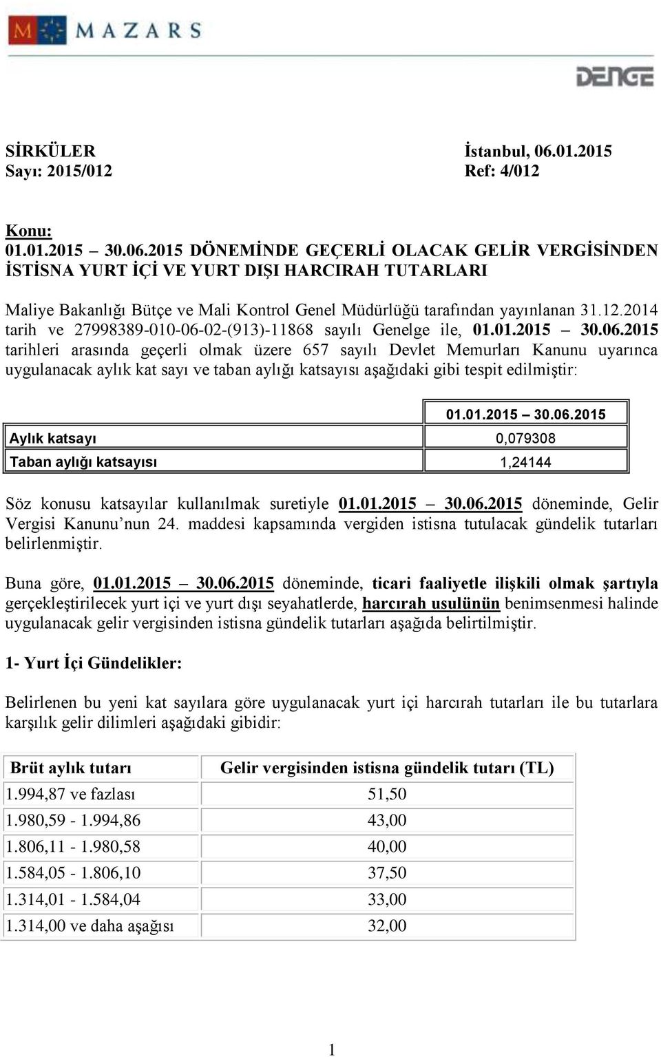 02-(913)-11868 sayılı Genelge ile, 01.01.2015 30.06.