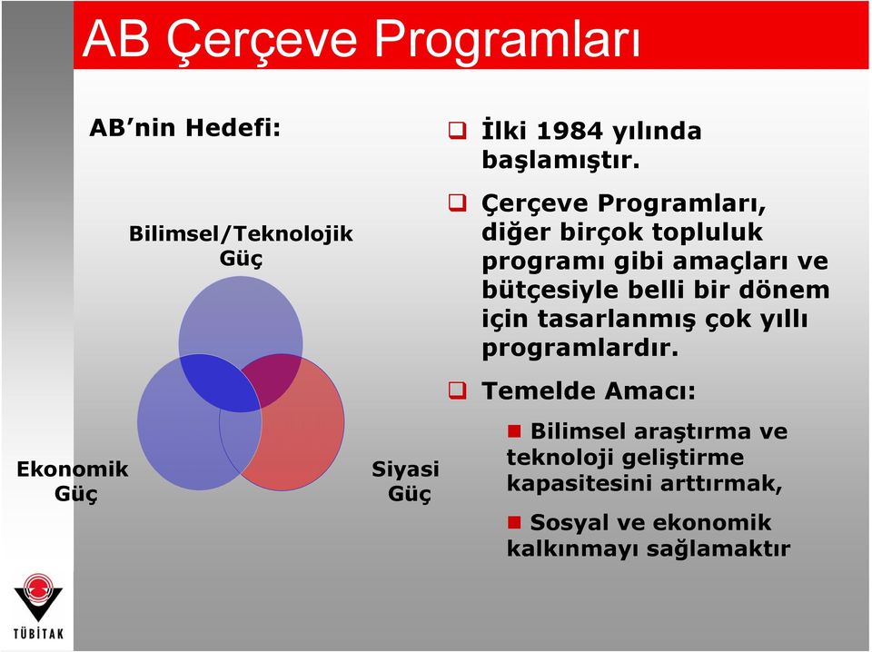 Çerçeve Programları, diğer birçok topluluk programı gibi amaçları ve bütçesiyle belli bir