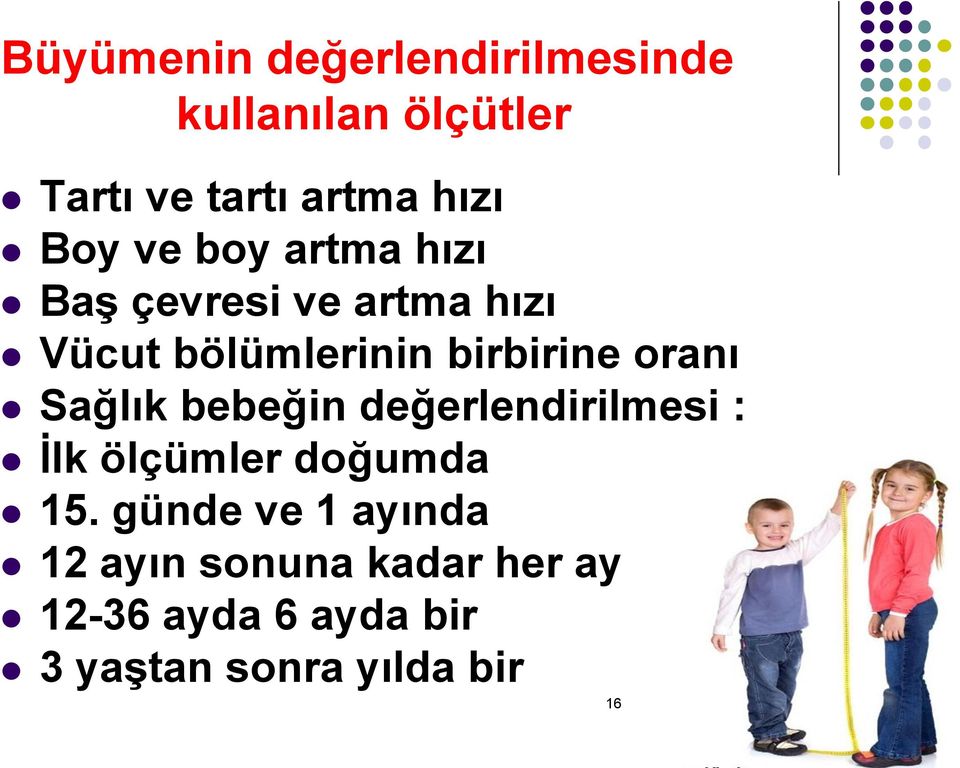 oranı Sağlık bebeğin değerlendirilmesi : İlk ölçümler doğumda 15.