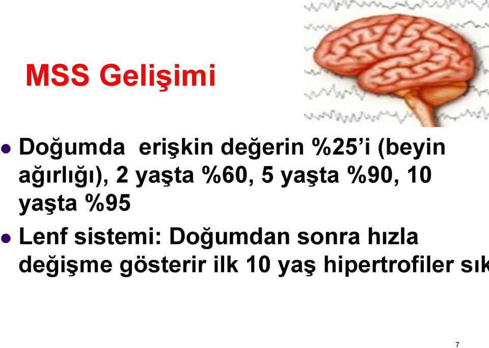 10 yaşta %95 Lenf sistemi: Doğumdan sonra