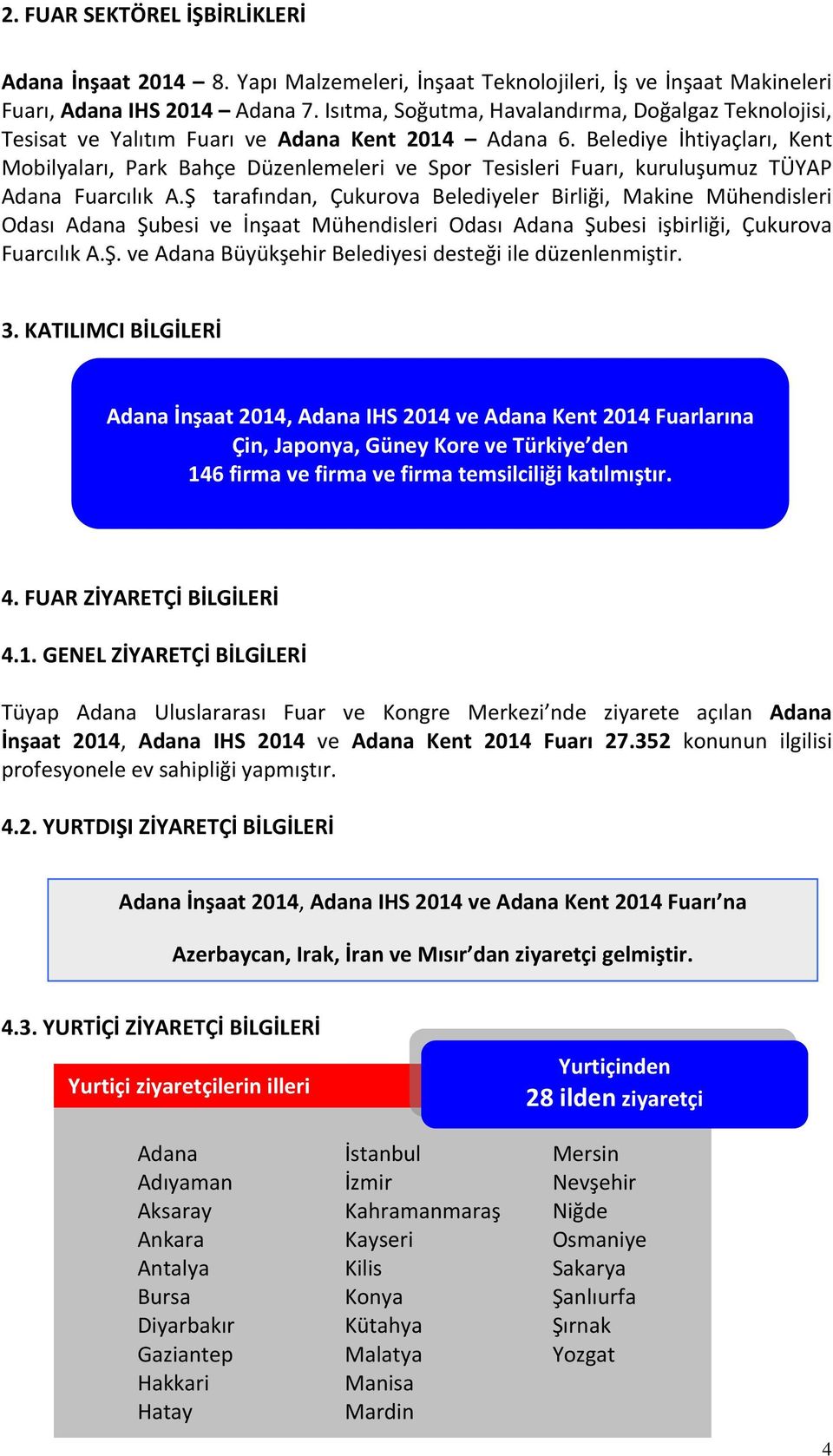 Belediye İhtiyaçları, Kent Mobilyaları, Park Bahçe Düzenlemeleri ve Spor Tesisleri Fuarı, kuruluşumuz TÜYAP Adana Fuarcılık A.