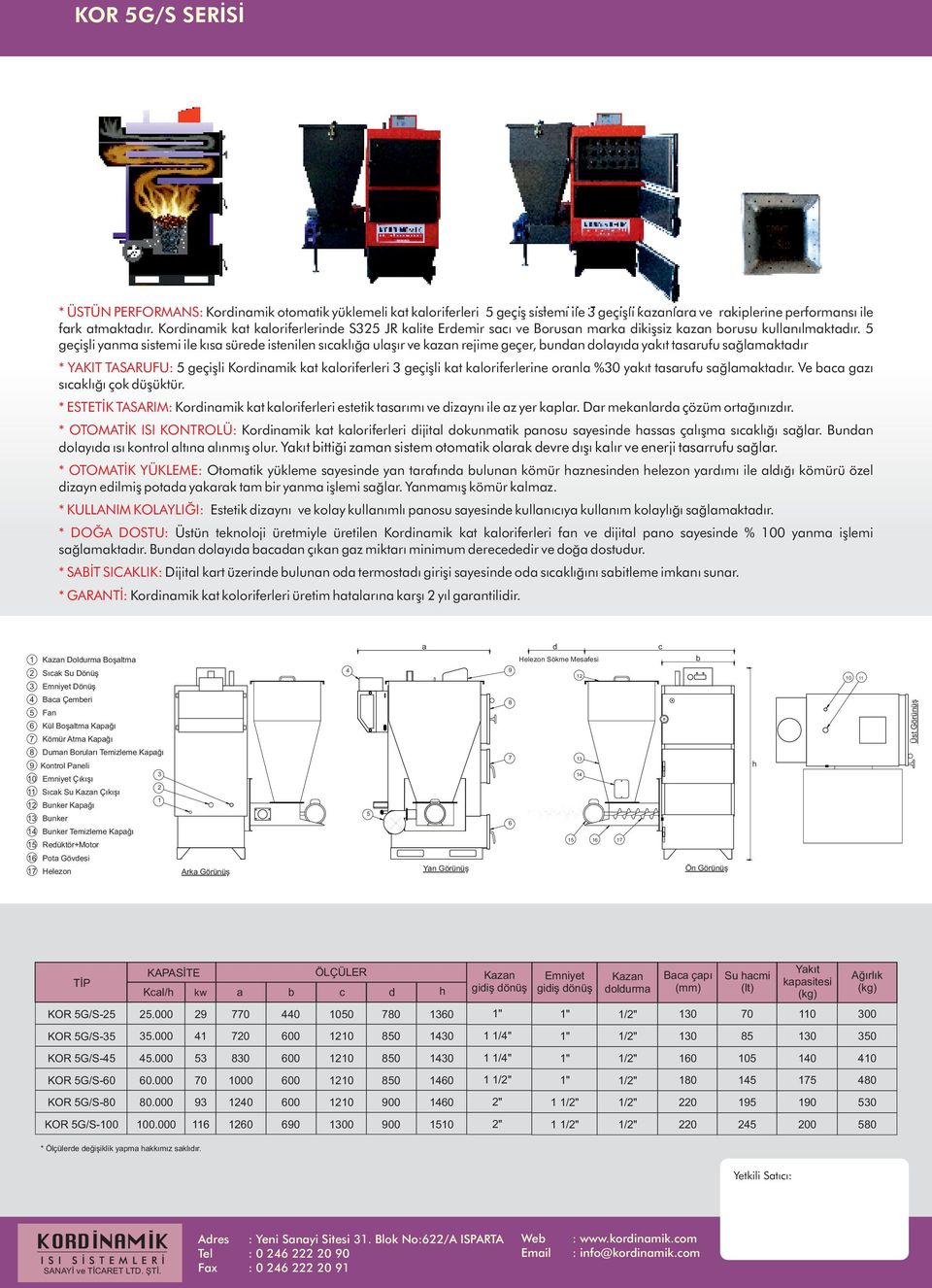 5 geçişli yanma sistemi ile kısa sürede istenilen sıcaklığa ulaşır ve kazan rejime geçer, bundan dolayıda yakıt tasarufu sağlamaktadır * YAKIT TASARUFU: 5 geçişli Kordinamik kat kaloriferleri 3