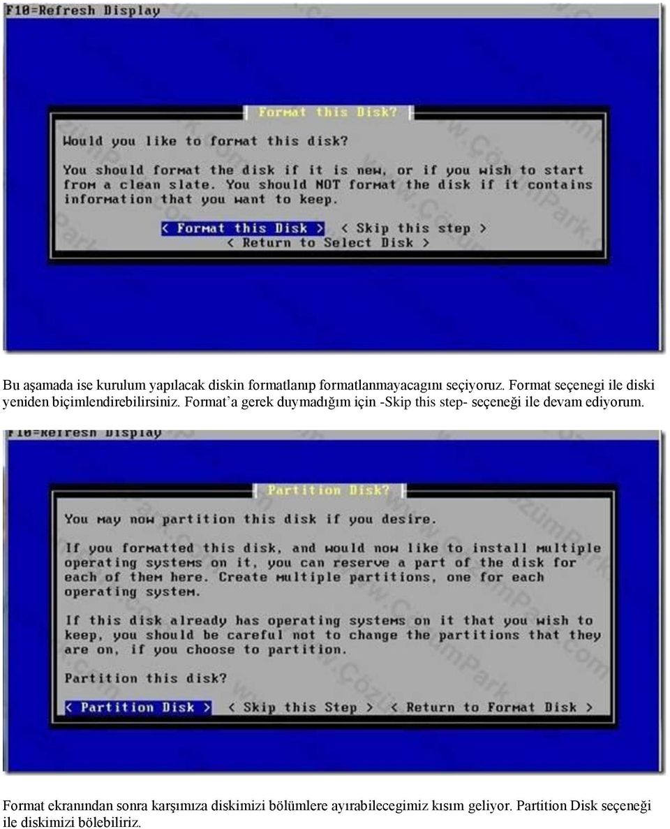 Format a gerek duymadığım için -Skip this step- seçeneği ile devam ediyorum.