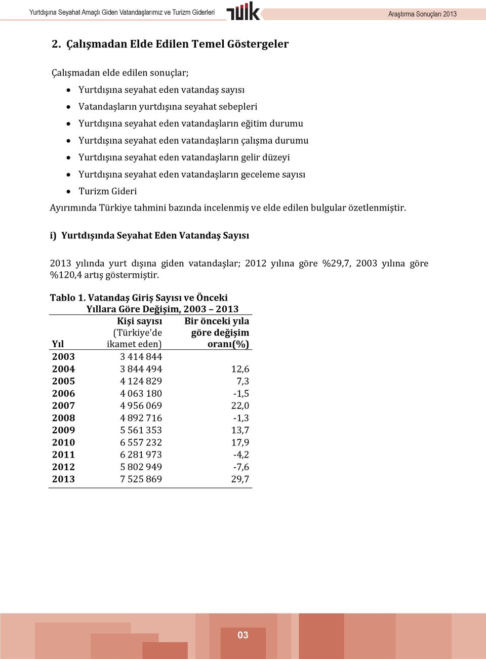 Türkiye tahmini bazında incelenmiş ve elde edilen bulgular özetlenmiştir.