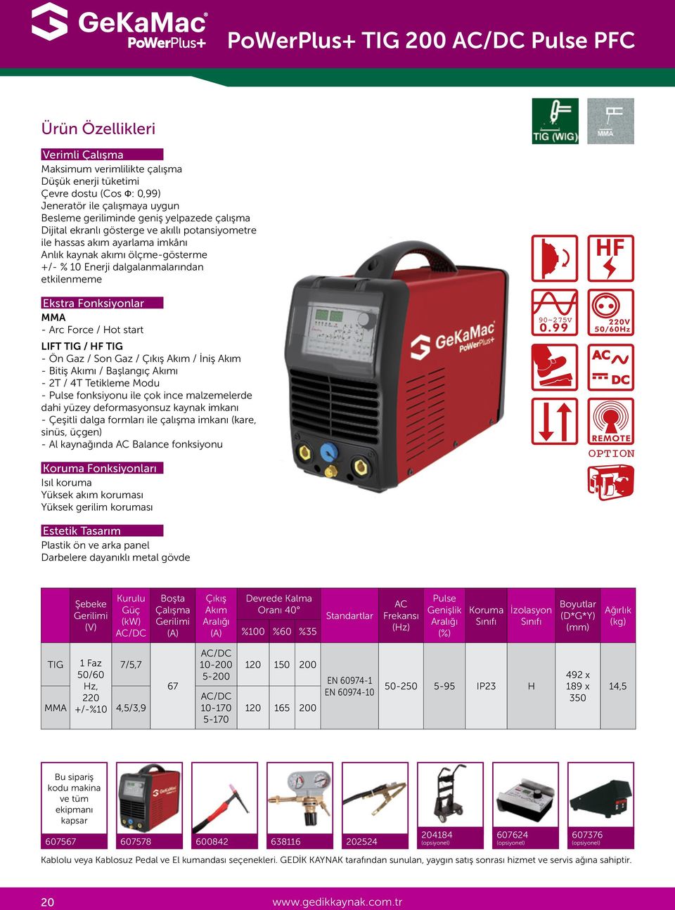 İniş - Bitiş ı / Başlangıç ı - 2T / 4T Tetikleme Modu - Pulse fonksiyonu ile çok ince malzemelerde dahi yüzey deformasyonsuz kaynak imkanı - Çeşitli dalga formları ile çalışma imkanı (kare, sinüs,