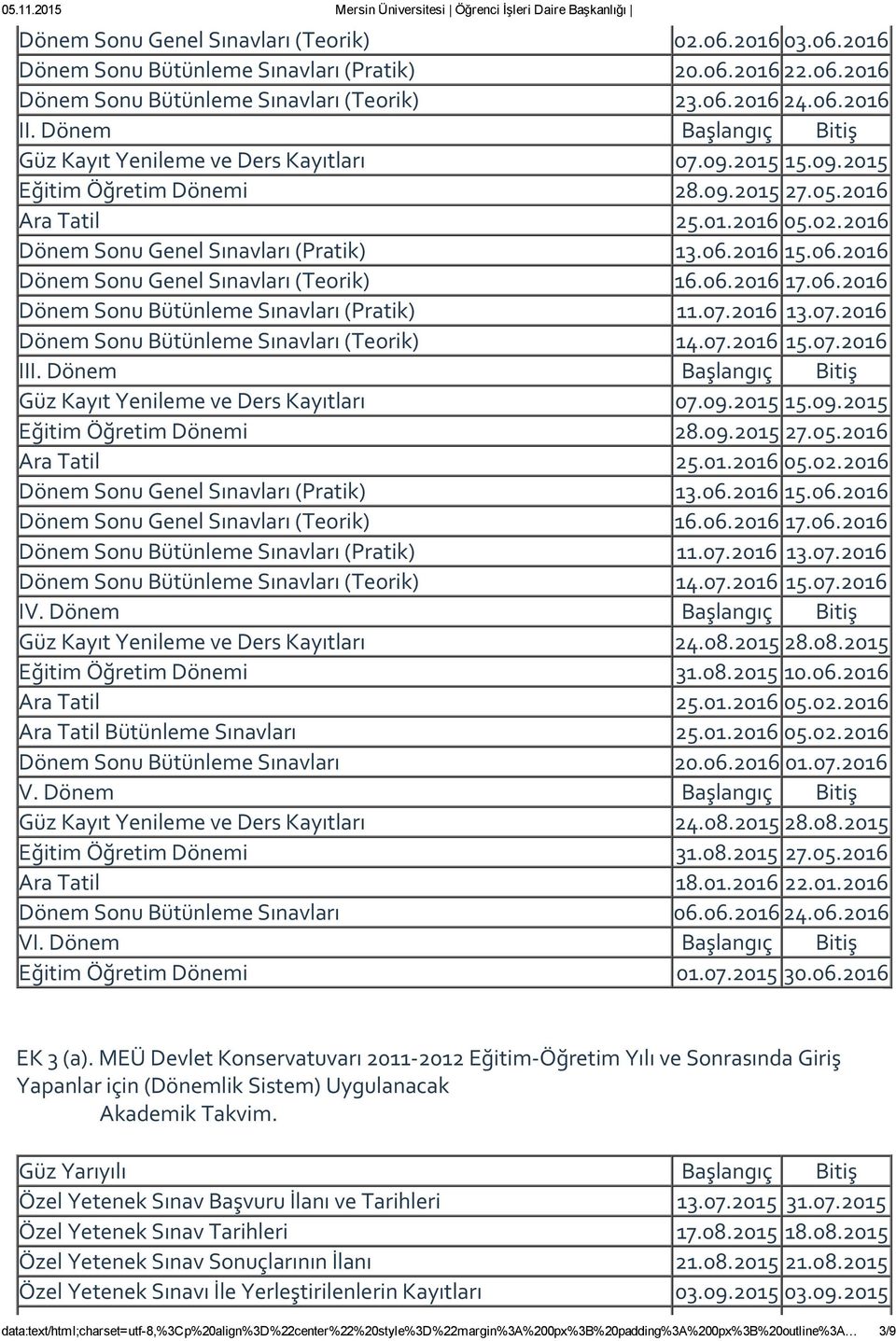 2016 15.06.2016 Dönem Sonu Genel Sınavları (Teorik) 16.06.2016 17.06.2016 Dönem Sonu Bütünleme Sınavları (Pratik) 11.07.2016 13.07.2016 Dönem Sonu Bütünleme Sınavları (Teorik) 14.07.2016 15.07.2016 III.