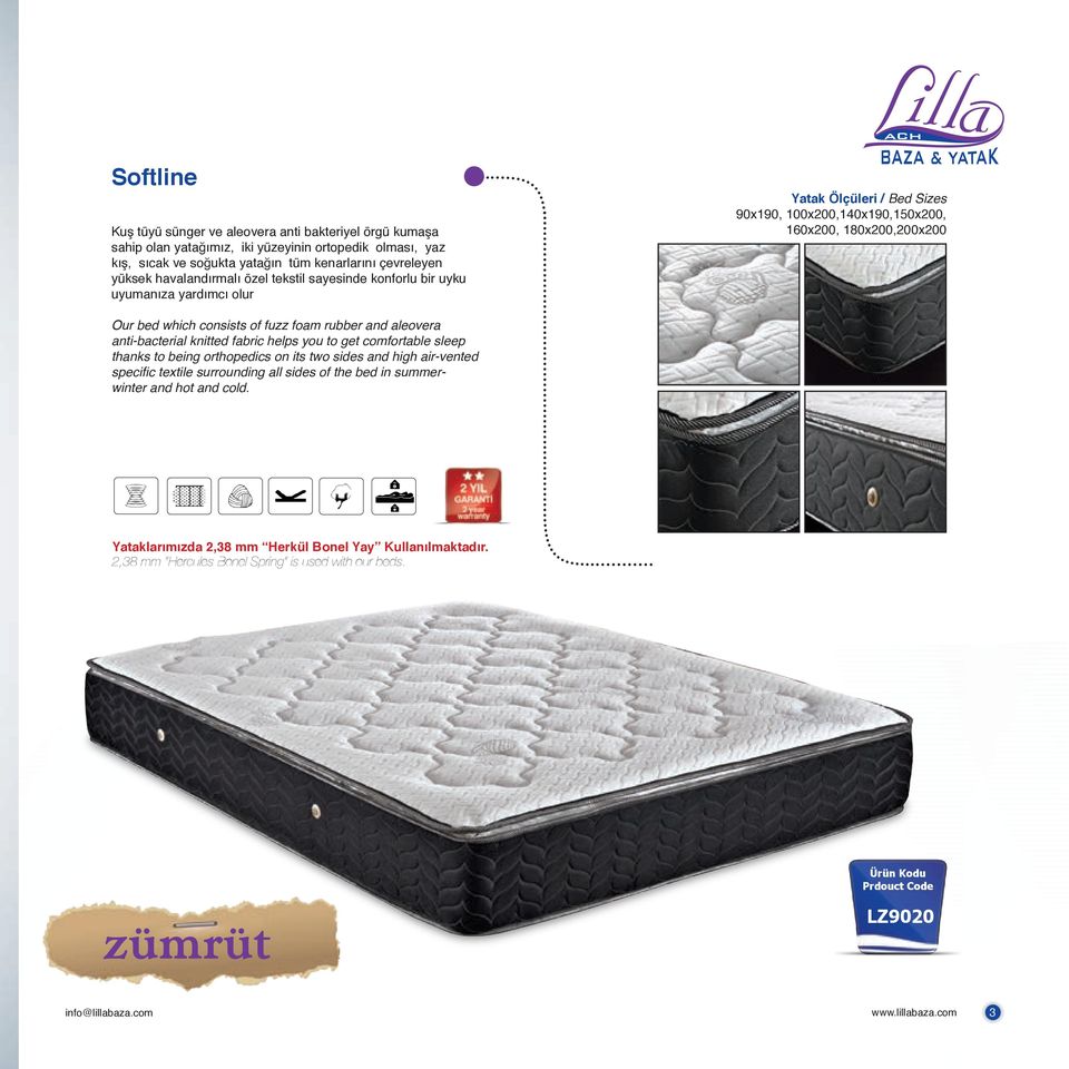 fuzz foam rubber and aleovera anti-bacterial knitted fabric helps you to get comfortable sleep thanks to being orthopedics on its two sides and high air-vented specific textile surrounding