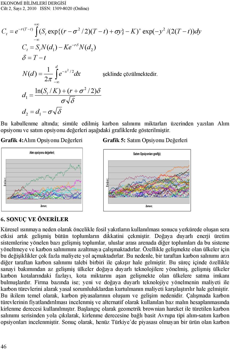 Grafik 4:Alım Opsiyonu Değerleri Grafik 5: Saım Opsiyonu Değerleri Alım opsiyonu değerleri; Saım Opsiyonları grafiği; Değ er; Değ er; Zaman; Zaman; 6.